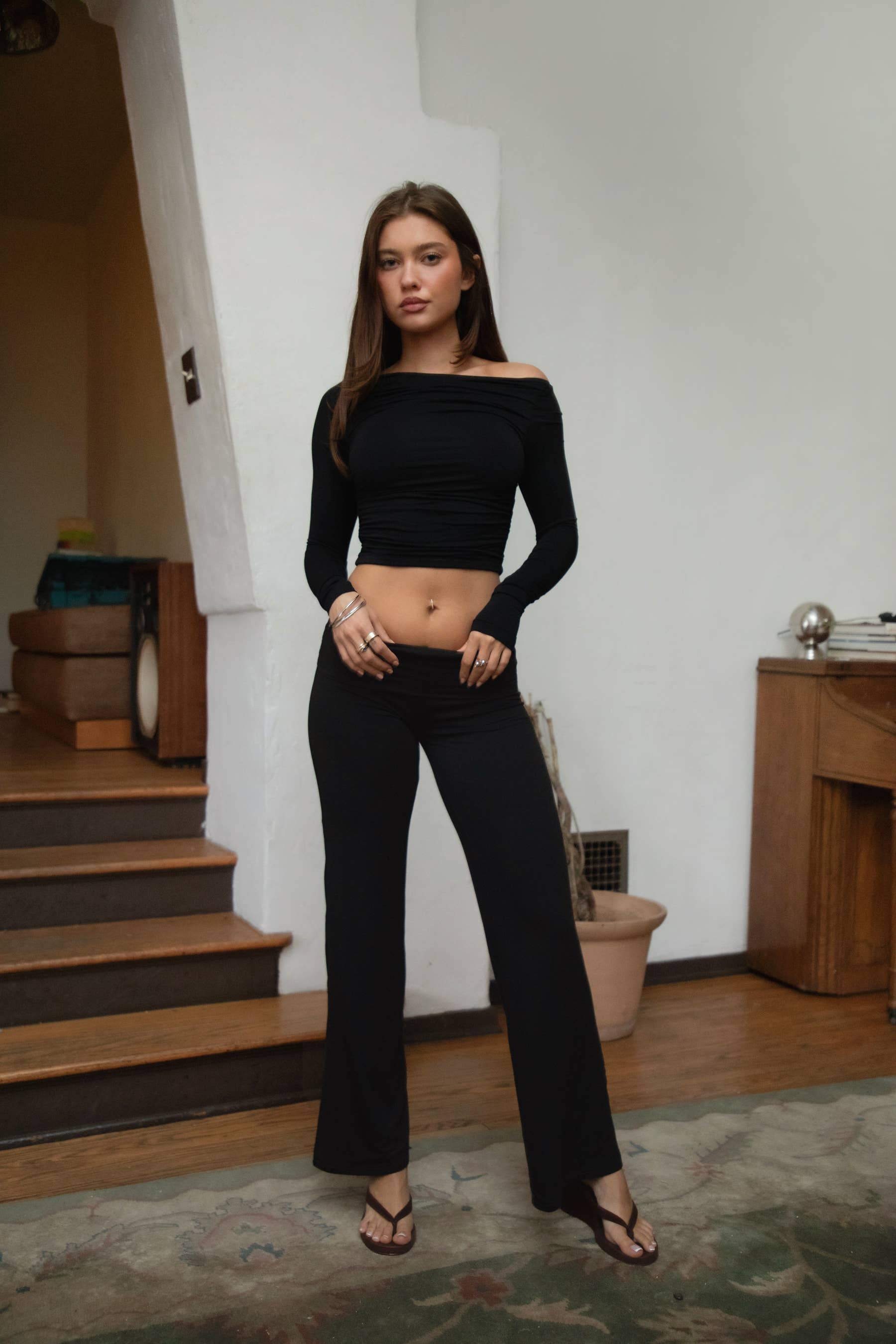 TICTOC - Wholesale Knit Top - Women's - JOLINA Boat Neckline Basic Casual Lounge Long Sleeve Top8