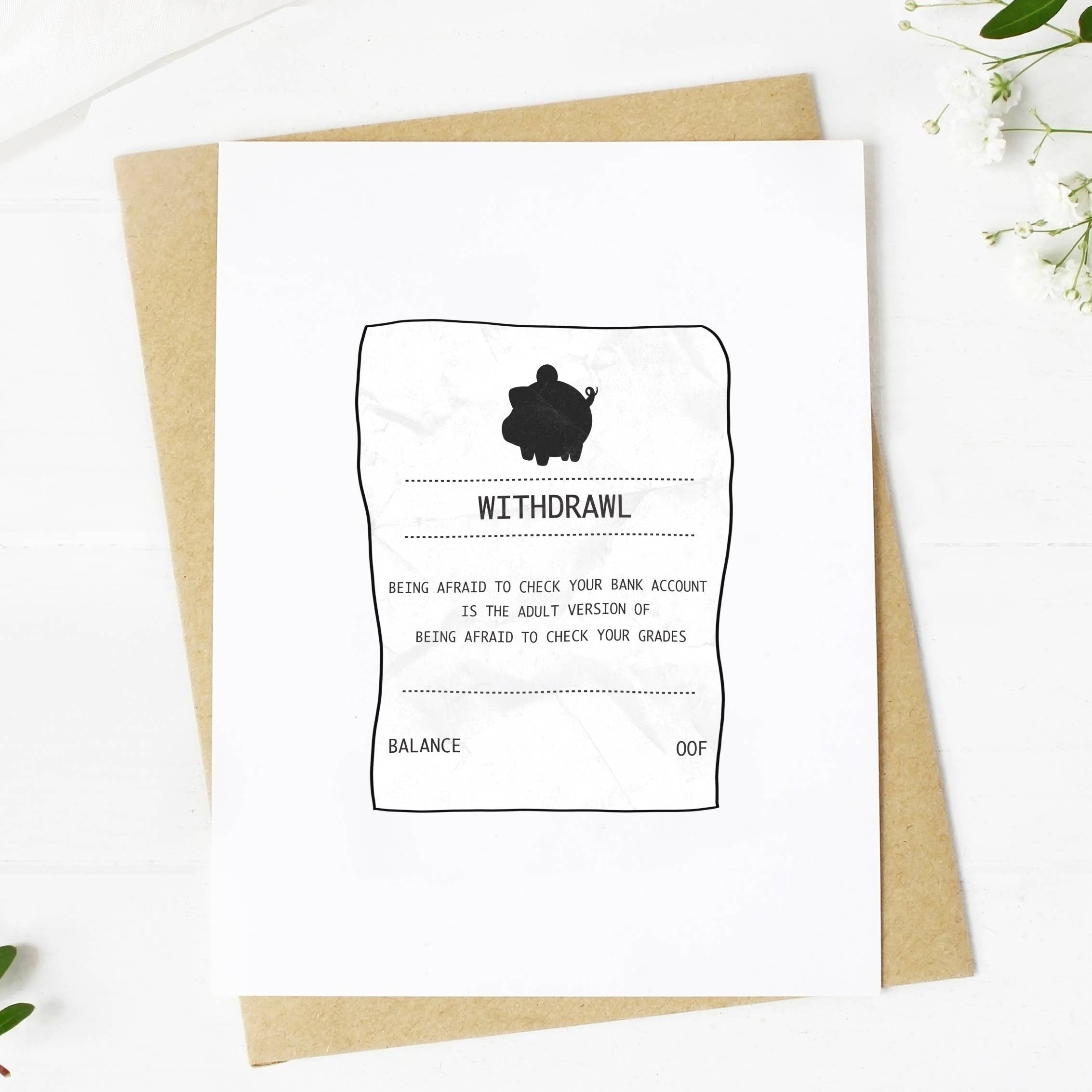 Big Moods - Wholesale Everyday Greeting Card - "Being Afraid To Check Your Bank Account" Greeting Card3