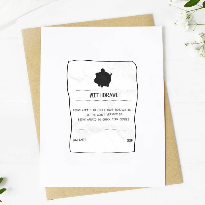 Big Moods - Wholesale Everyday Greeting Card - "Being Afraid To Check Your Bank Account" Greeting Card3