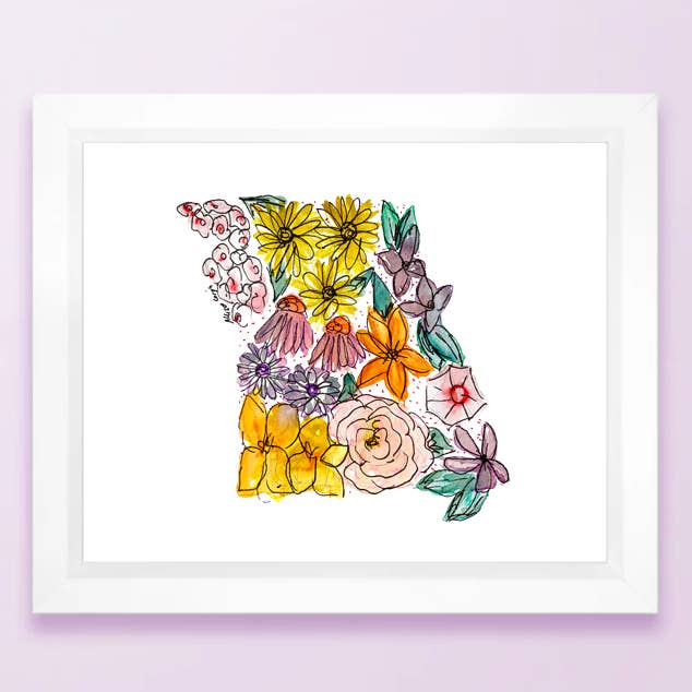 Stampa Mappa dello Stato Floreale - Missouri per la vendita all'ingrosso da parte di Allison’s Illustrations