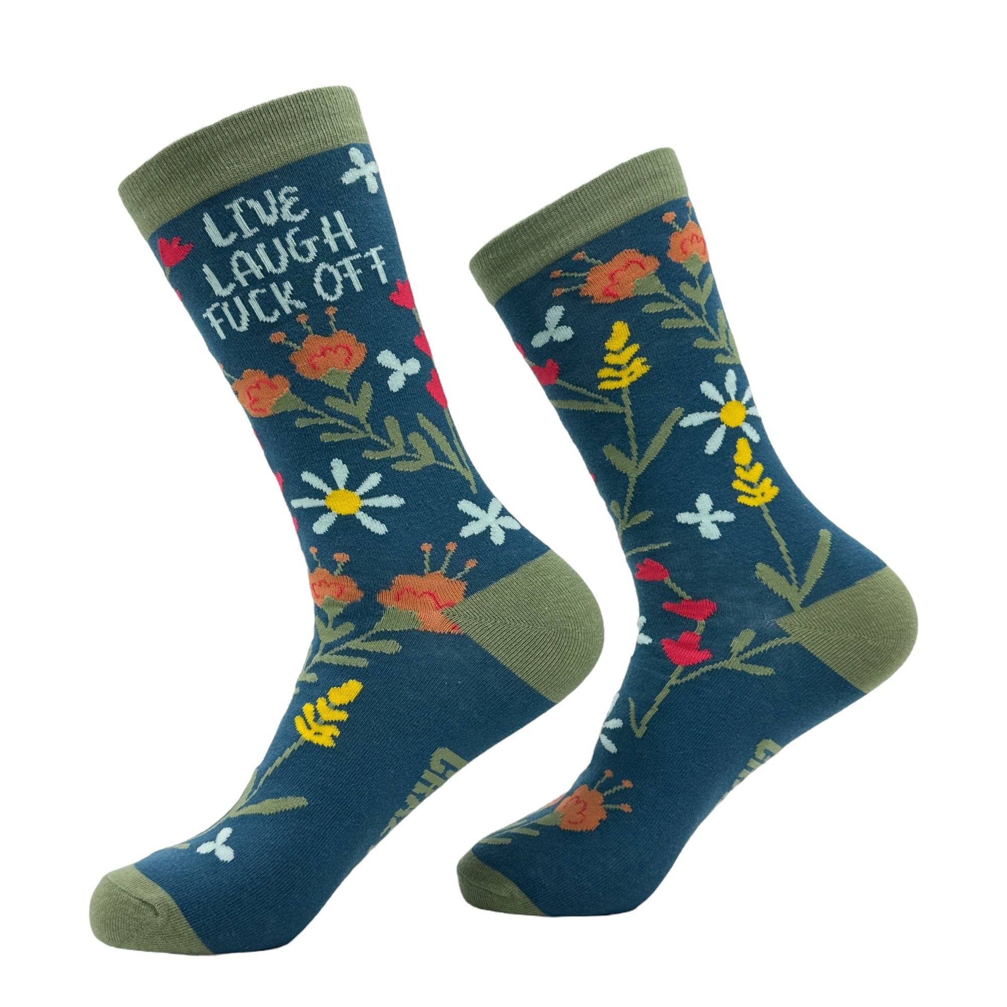 Women's Live Laugh Fuck Off Socks sarcastic Graphic Socks for wholesale on Faire1