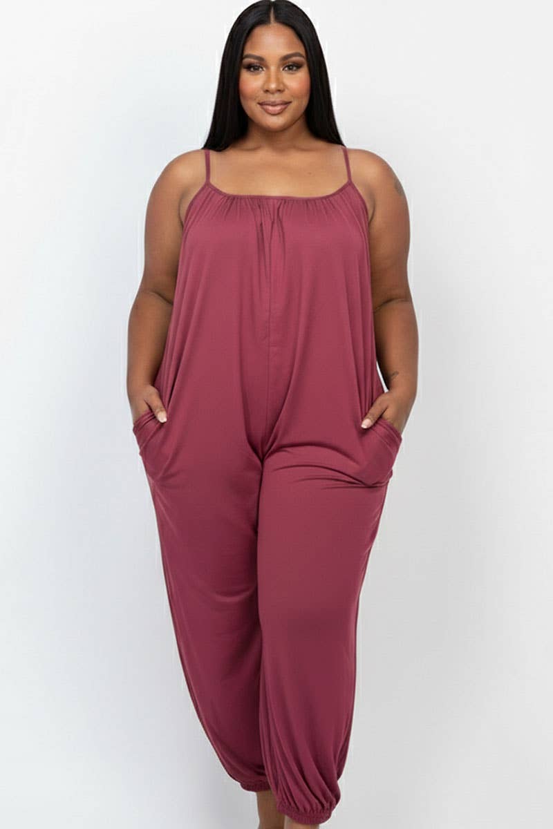 CAPELLA APPAREL - Wholesale Jumpsuit - Women's - Plus Size Sleeveless Jogger Jumpsuit7