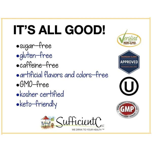 Sufficient C - Wholesale Powdered Health Drink - Sufficient-C®Hi-Dose Vitamin C Lemon Peach Immune-Ade drink