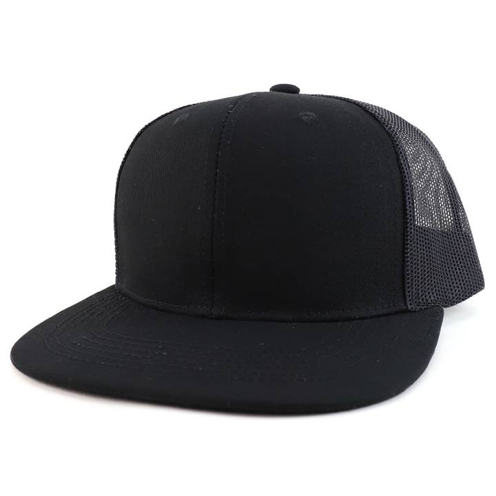 Trendy Apparel Shop - Wholesale Trucker Hat - Unisex - Oversize 2XL Blank Plain Flatbill Mesh Snapback Baseball Cap
