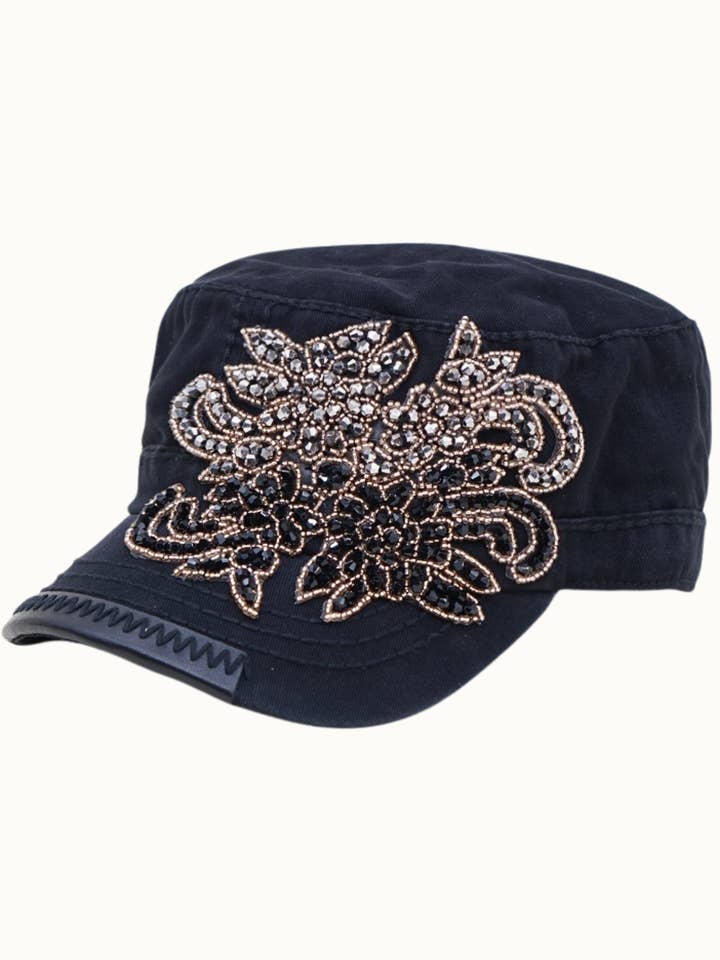 Floral Vine Bejeweled Glitz Cadet, Adjustable for wholesale by Olive & Pique