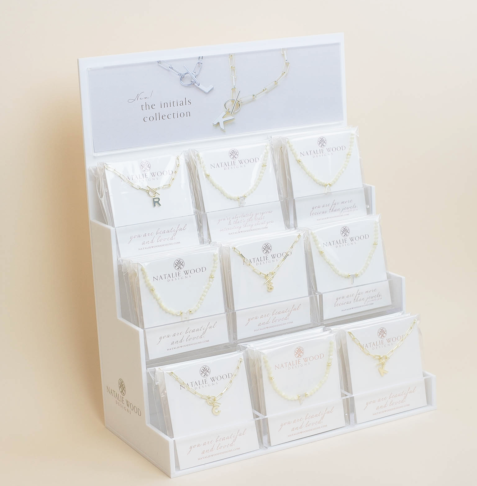 Natalie Wood Designs - Wholesale Pendant/Charm Necklace - Toggle Initial Necklace Pre-Pack, Gold4