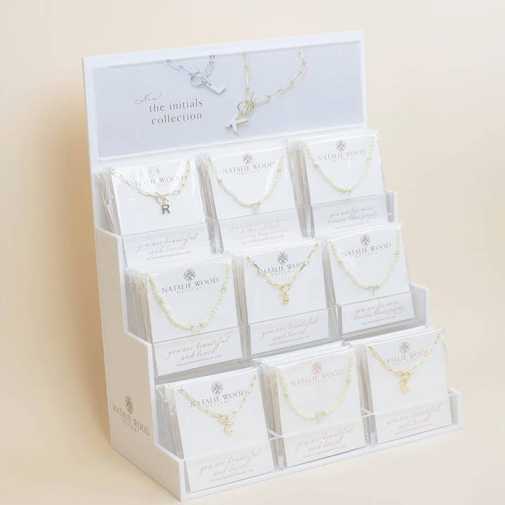 Natalie Wood Designs - Wholesale Pendant/Charm Necklace - Toggle Initial Necklace Pre-Pack, Gold4