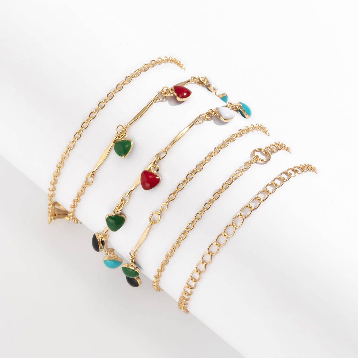 Perimade & Co. LLC - Wholesale Face/Body Chain - Boho Enamel Heart Charm Waist Belly Chain in Solid Copper4