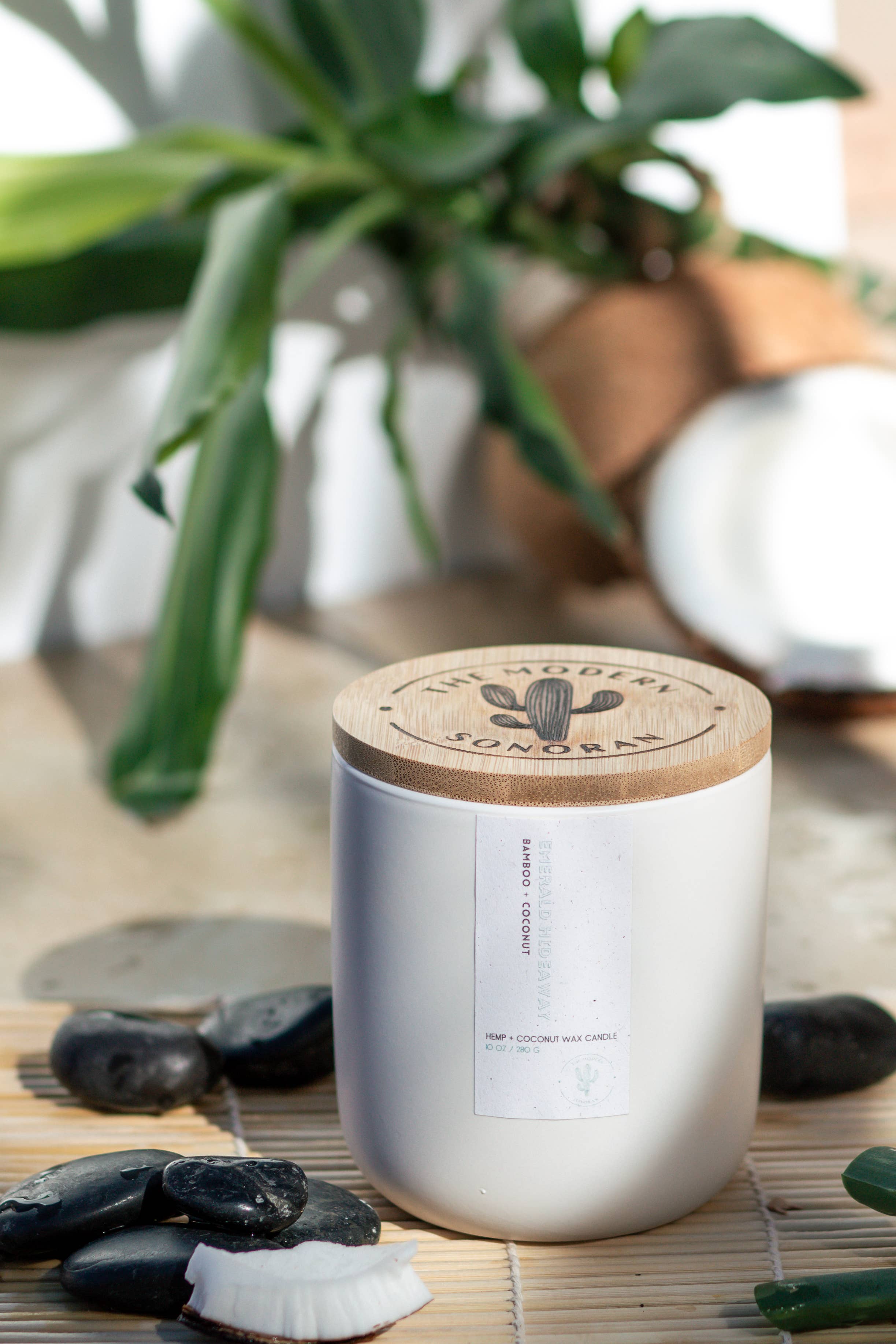 The Modern Sonoran - Wholesale Jar/Filled Candle - Emerald Hideaway: Quiet Luxury Hemp & Coconut Candle, 10 oz5