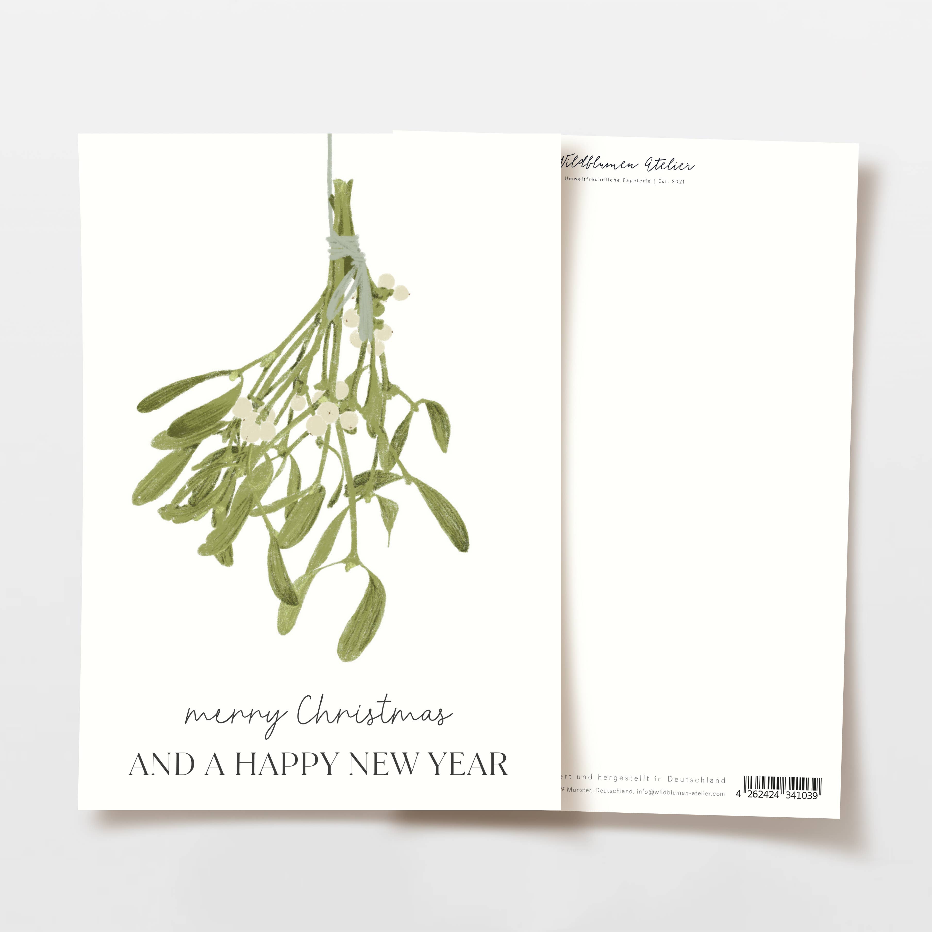 Wildblumen Atelier – Großhandel Weihnachtskarte – Weihnachtskarten Sortiment 5 Motive, merry Christmas, FSC5