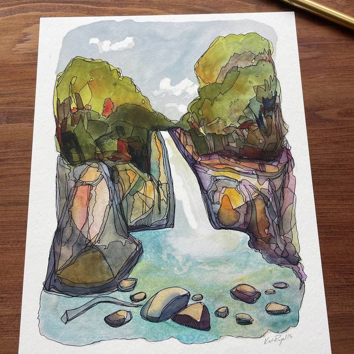 Summer Waterfalls PRINT for wholesale by Kat Ryalls