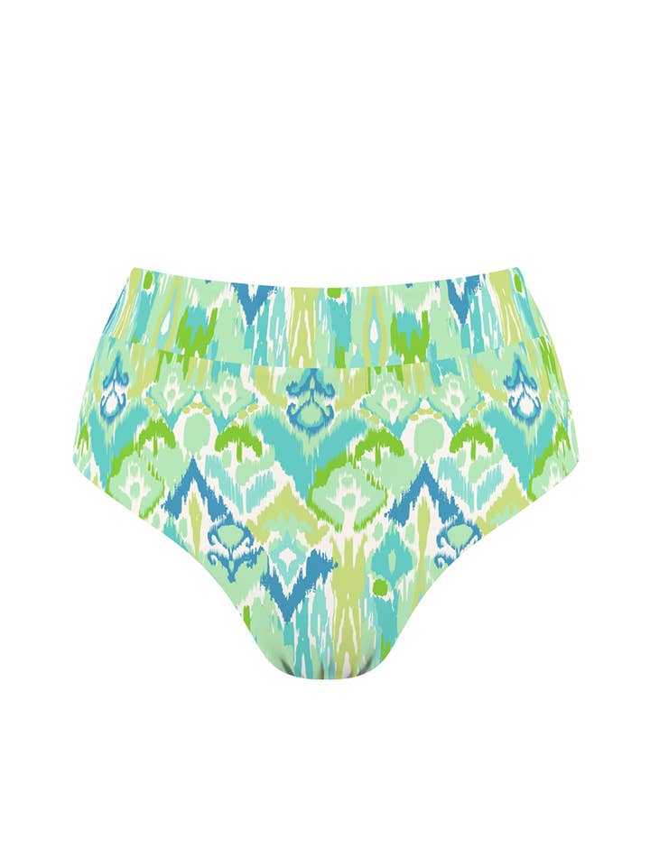 Wendbarer Bikini-Slip mit hoher Taille - Türkisblau für den Großhandel von Chlamys Varia by MrMiss