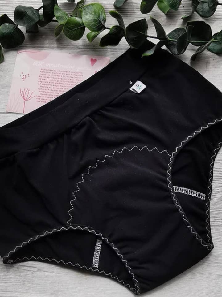 Menstrual cotton PERIOD panties, black for wholesale by KKfabricsandcreations