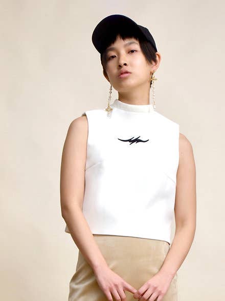 Samt-Top - Lala - weiß für den Großhandel von VOLROSE