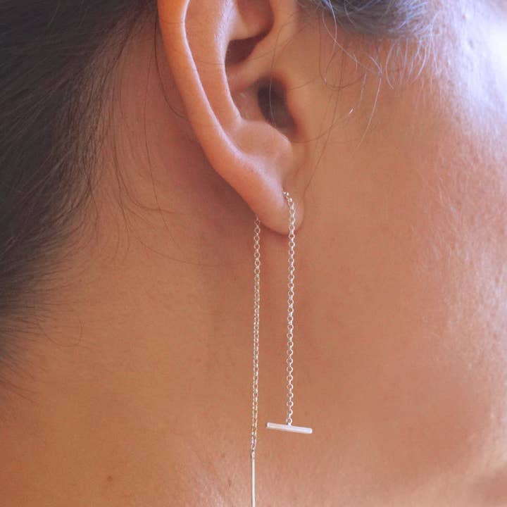 Modern Elegance - Hand-Made Long Threader Bar Earrings - 0181 for wholesale by Virginia Wynne Designs