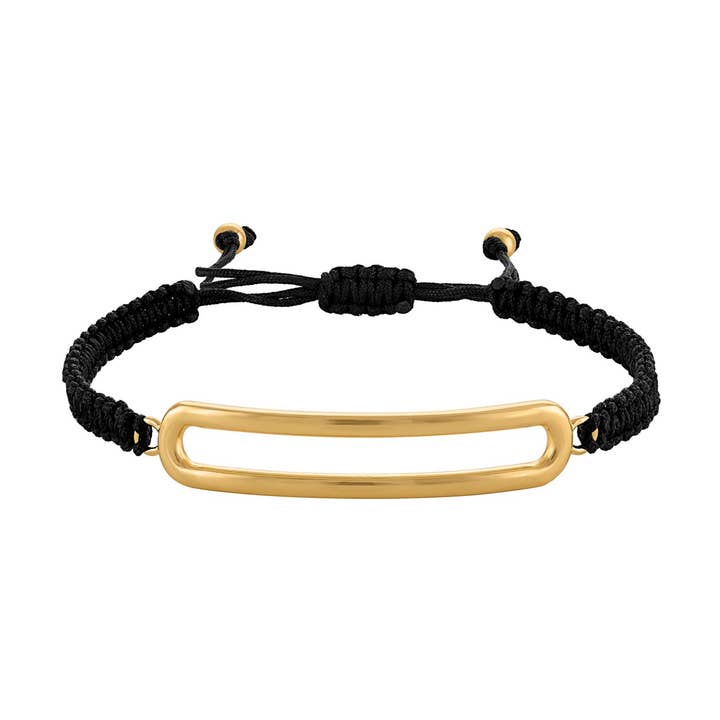 Selena Goldenes Gliederarmband mit schwarzer Kordel für den Großhandel von Josefina Jewels