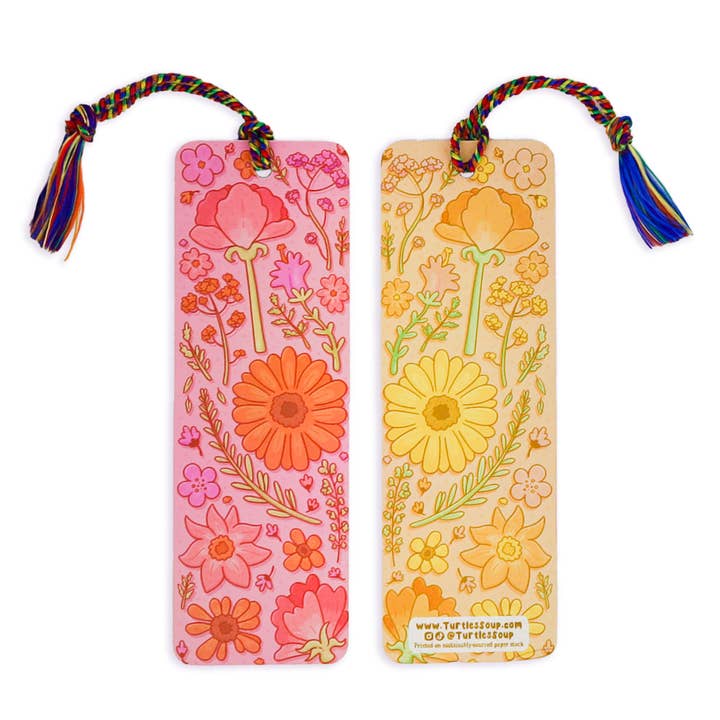 Turtle's Soup - Wholesale Bookmark - Vintage Pressed Flowers Reader Gift Bookmark with Tassel