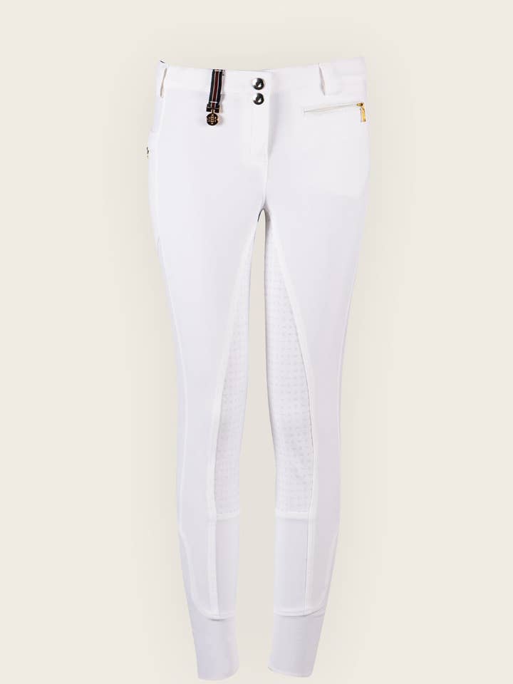 Calças Coolmax brancas Coolmax com assento completo Inspire Full Seat por atacado de Espoir Equestrian