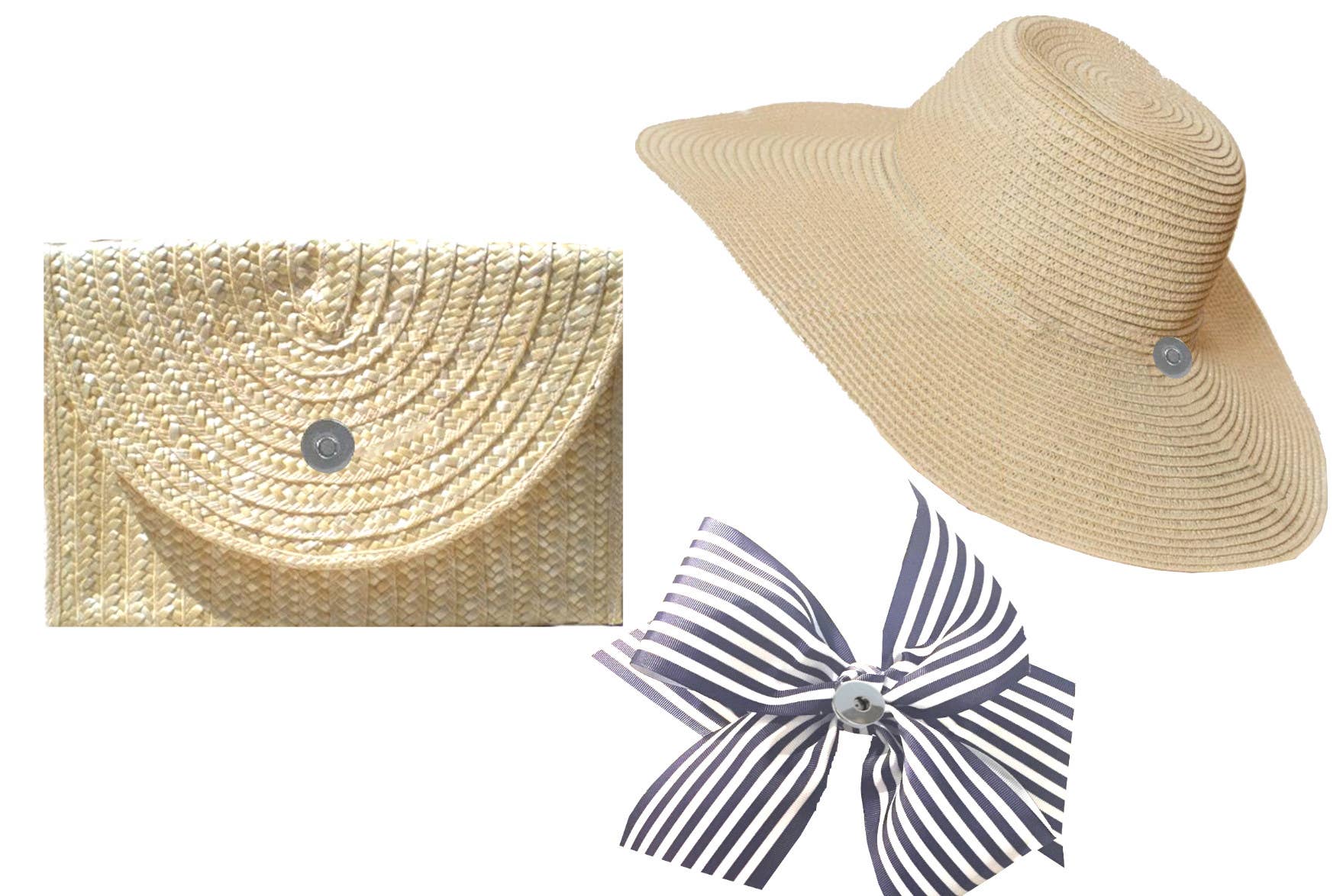 Peachy Pendants - Wholesale Straw Hat - Women's - The Chatham Straw Hat with Interchangeable Bow -Choose Color4