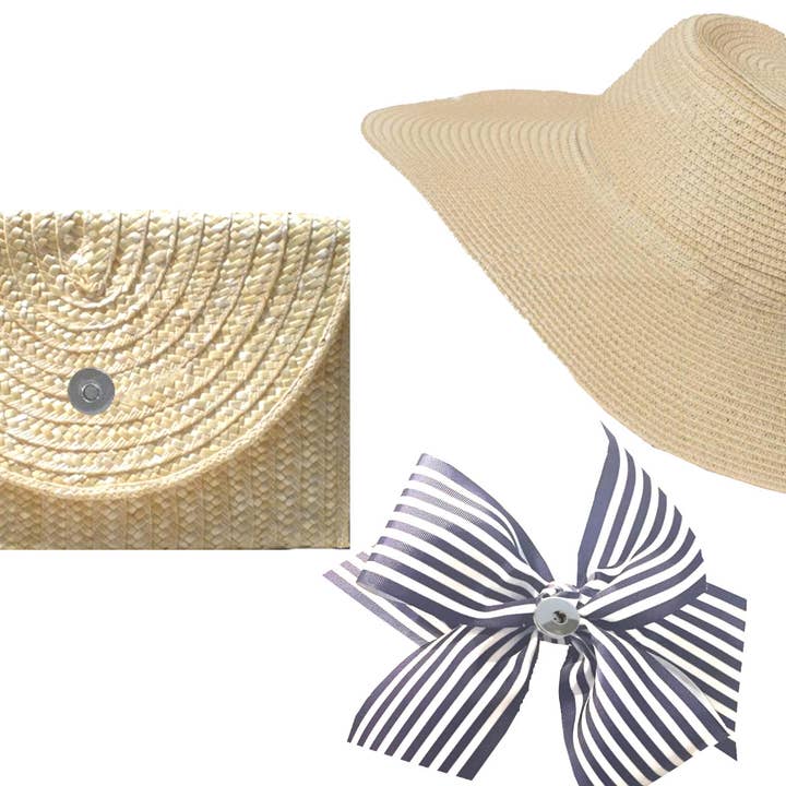 Peachy Pendants - Wholesale Straw Hat - Women's - The Chatham Straw Hat with Interchangeable Bow -Choose Color4