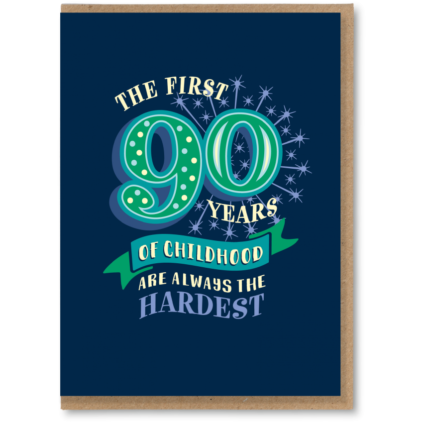 The Typecast Gallery - Wholesale Verjaardagskaartje - GA7 Grappige 90e verjaardagskaart, 90 kinderjaren1