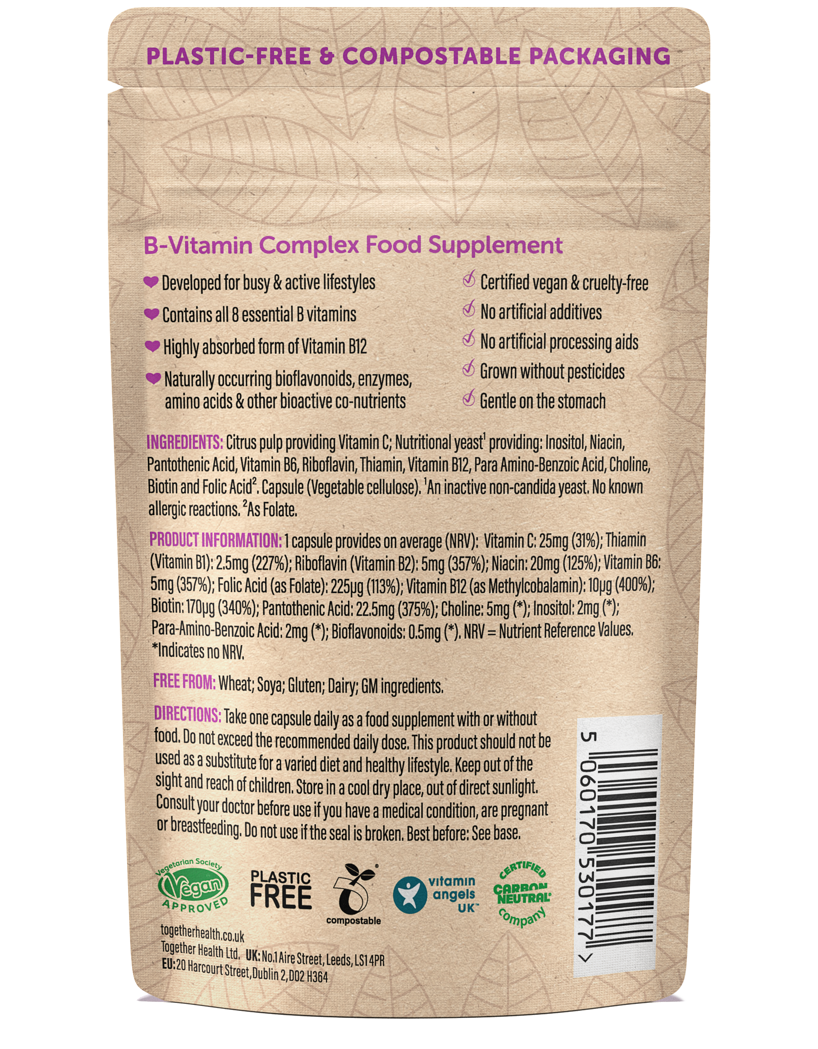 Together Health - Vente Supplément oral/vitamine - Vitamine B Complex — Supplément végétalien — 30 capsules1