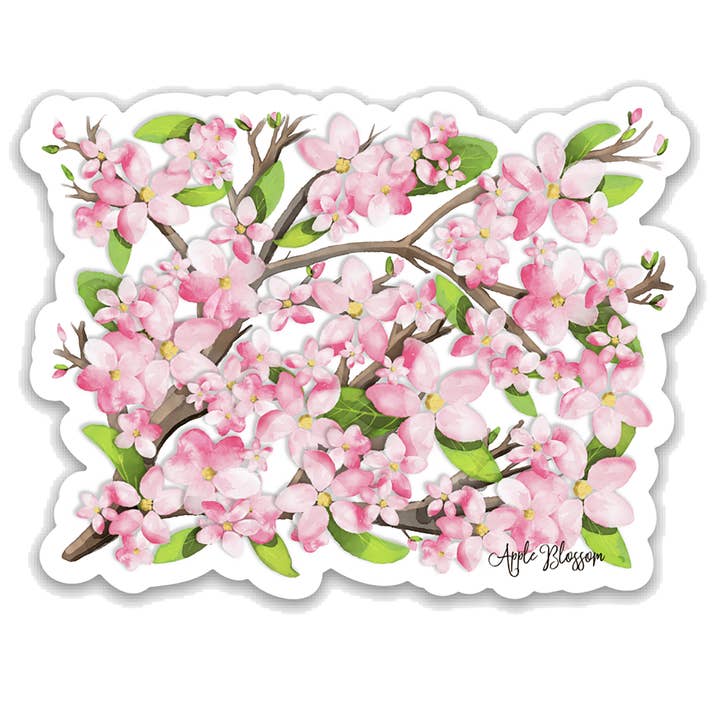 Apple Blossom Die Cut Sticker for wholesale by Sweetgum Studio