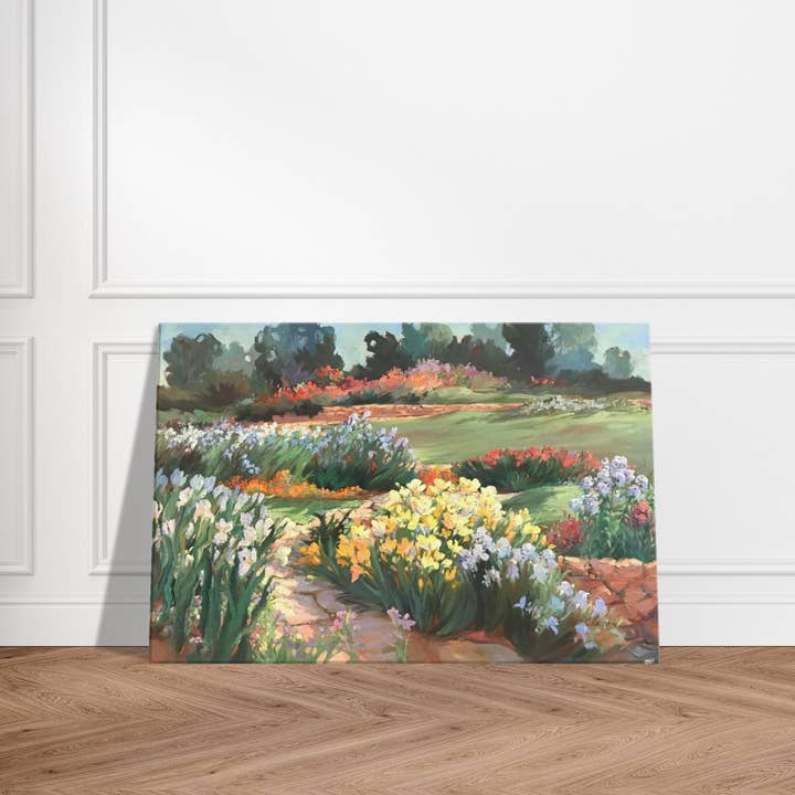 'Zonnige Tuin in Bloei' Bloemen I 16x24 inch Kunstdruk op Canvas I Origineel Kunstwerk door Amerikaanse Kunstenares Barbara Cleary voor wholesale door Barbara Cleary Designs