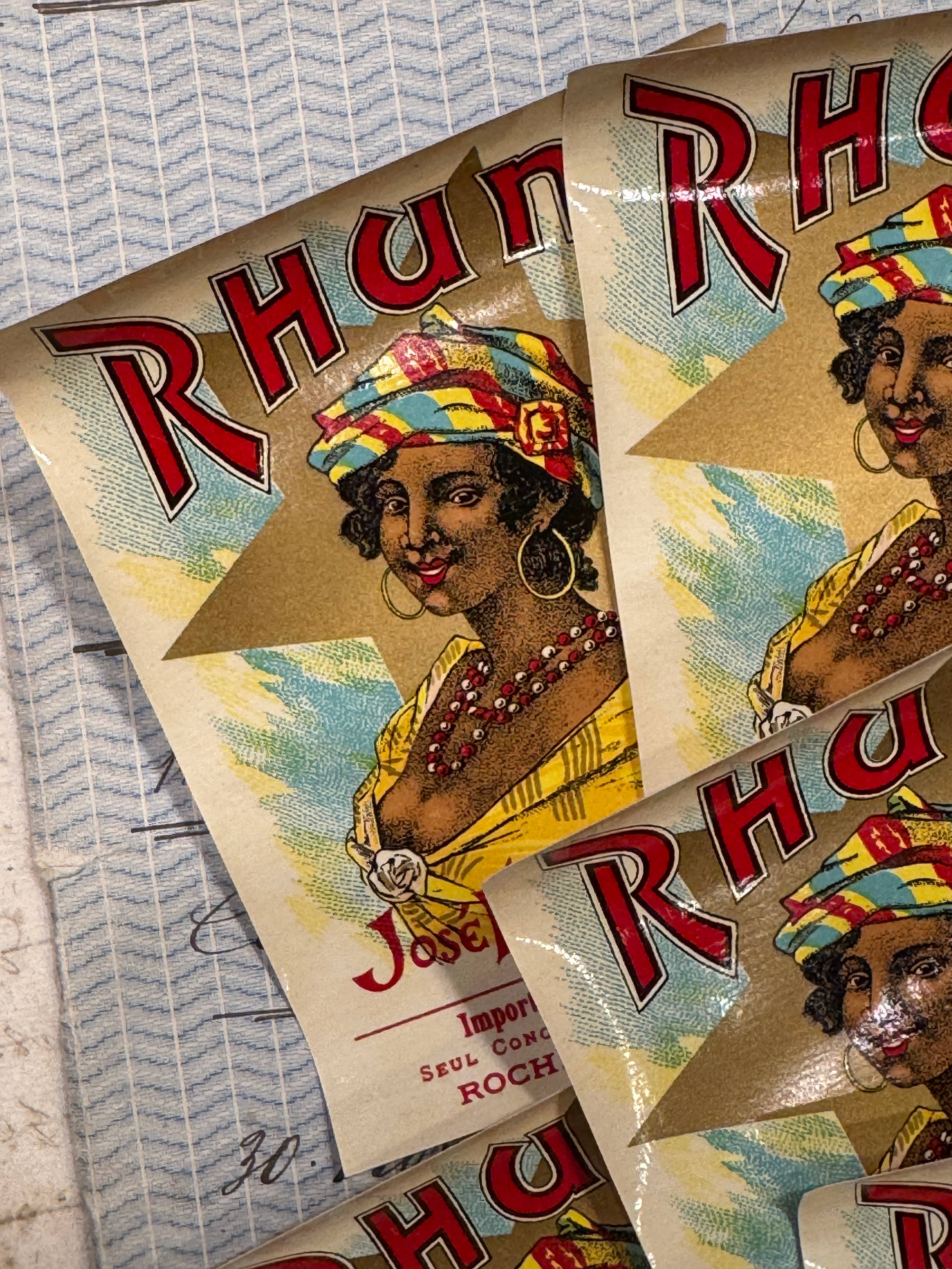 Monahan Papers – wholesale Craft supplies – RARE Antique French RHUM Labels - Set/52
