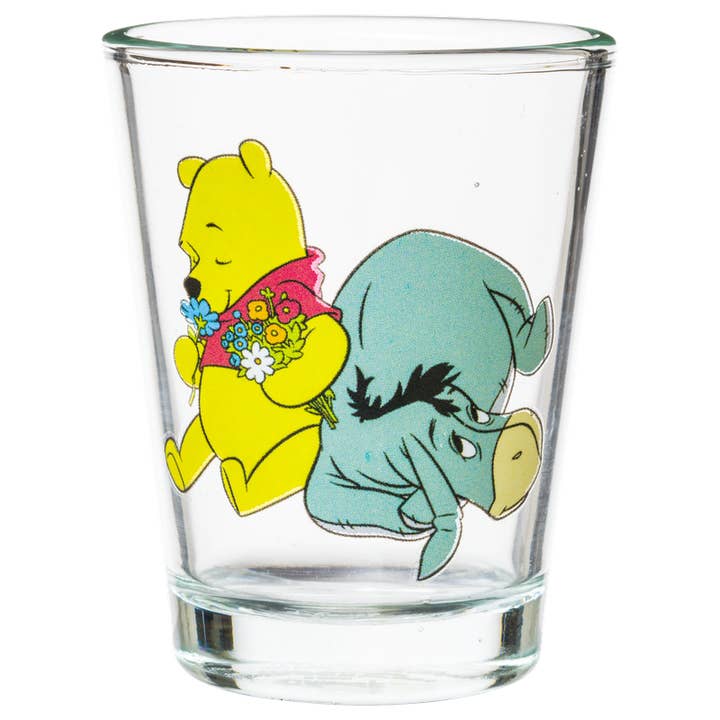 Silver Buffalo - Wholesale Drinking Glass/Cup - Winnie the Pooh Psych Flower 4pc. 1.5oz. Mini Glass Set 4x12