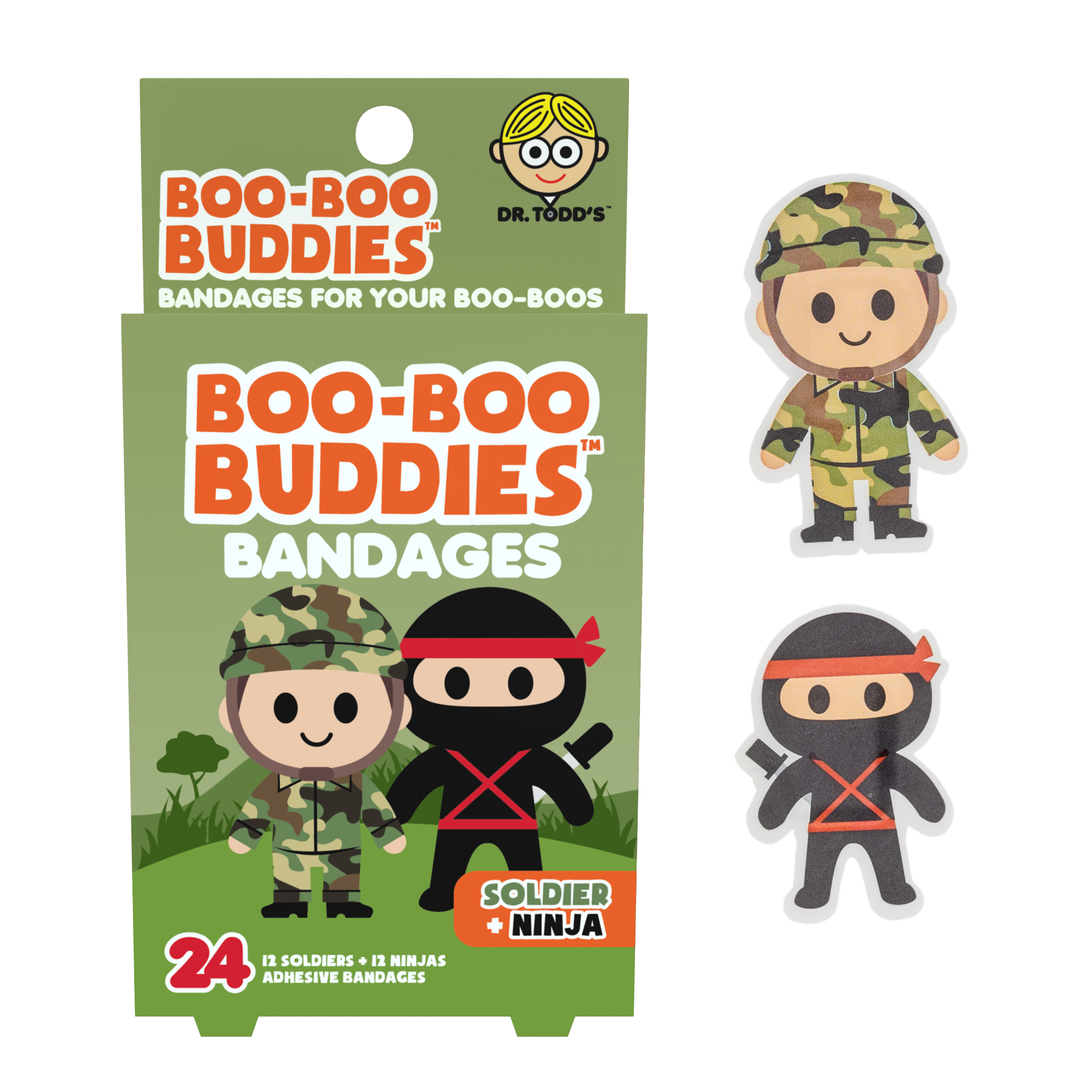 Boo Boo Buddies - Wholesale Bandaids/Bandages - Kids Bandages – Soldier + Ninja (24 Count, Latex-Free)0