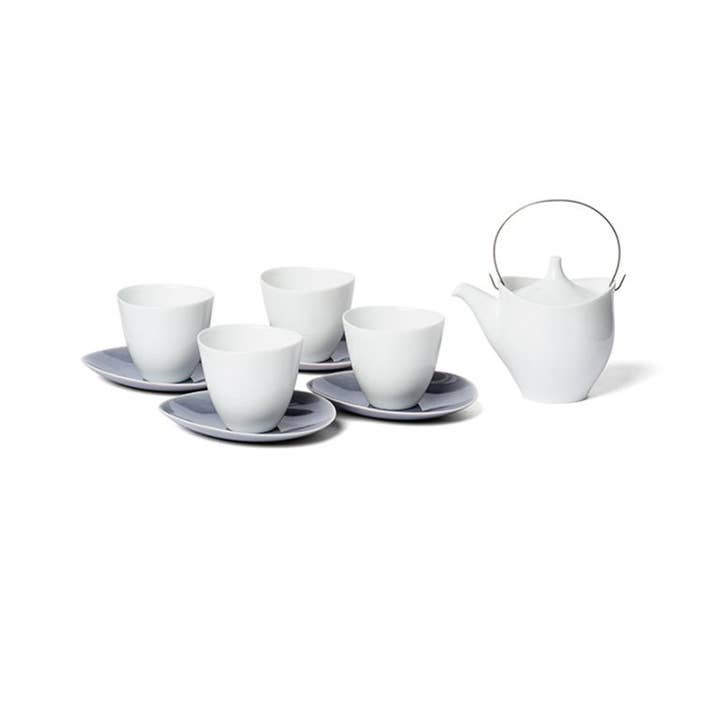 Vag Tea Set (Clay Bottle White × Cup White × Plate S Gray) for wholesale by POTPURRI