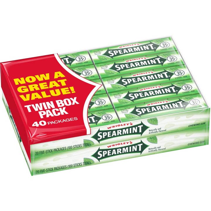 Wrigley's Spearmint Gum 5pc - 40ct for wholesale by I Got Your Candy