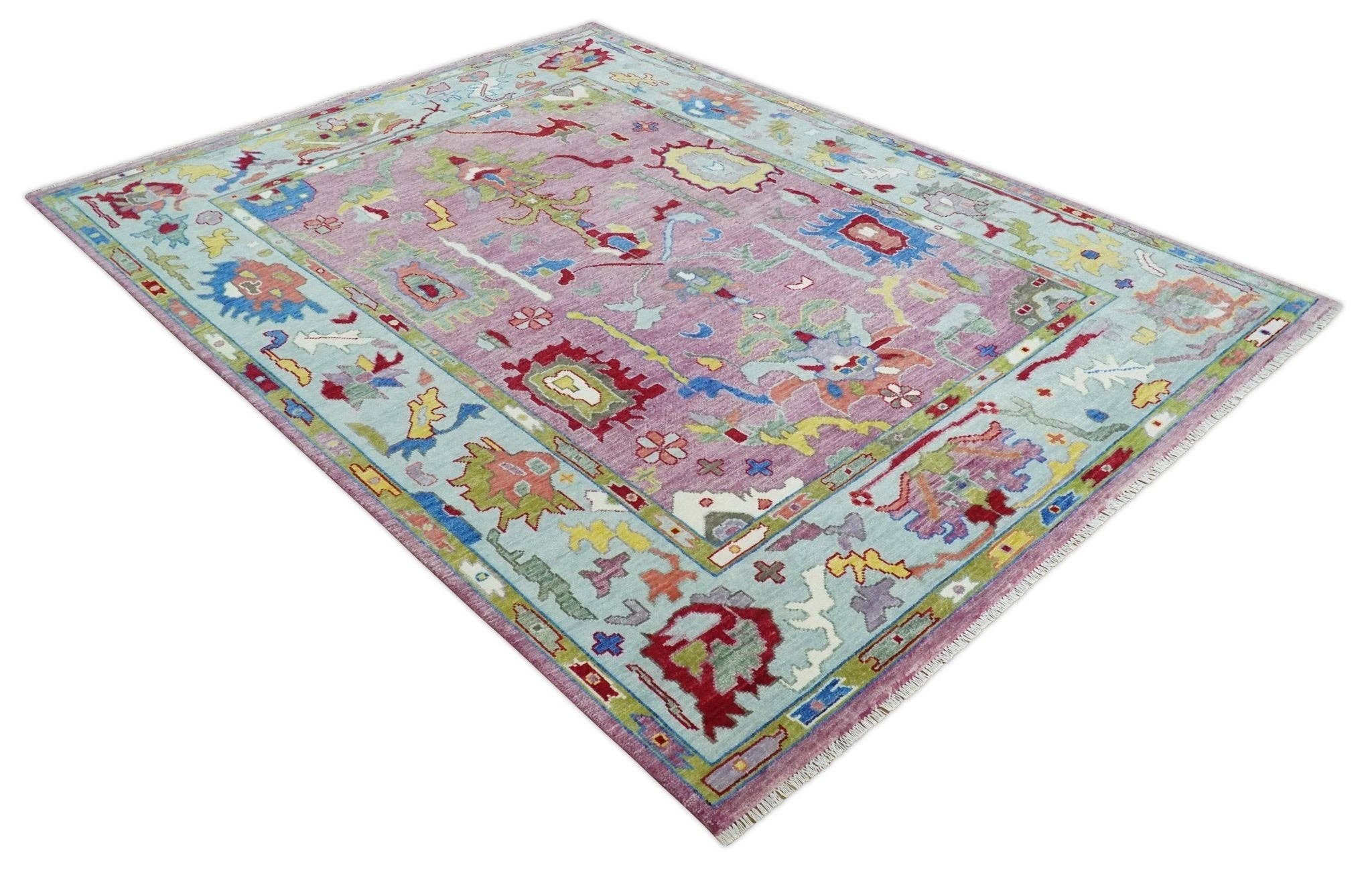 The Rug Decor, Inc. - Wholesale Area Rug - Ready to Ship Pink Modern Oushak Rug Wool Blue Colorful Hand knotted Area Rug9