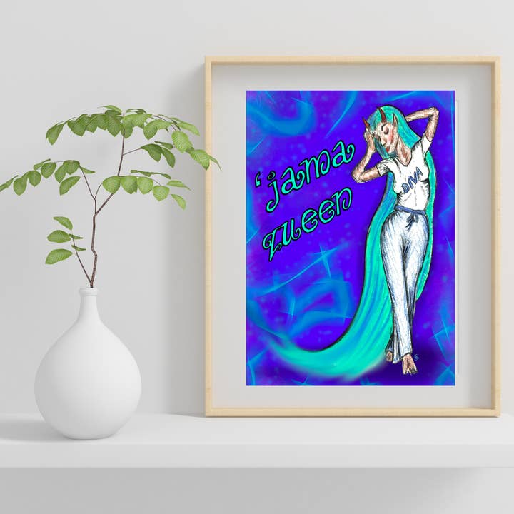 Hannah Kate Makes - Wholesale Art Print - The 'Jama Queen Art Print - Pyjama Princess - A5 Unframed3