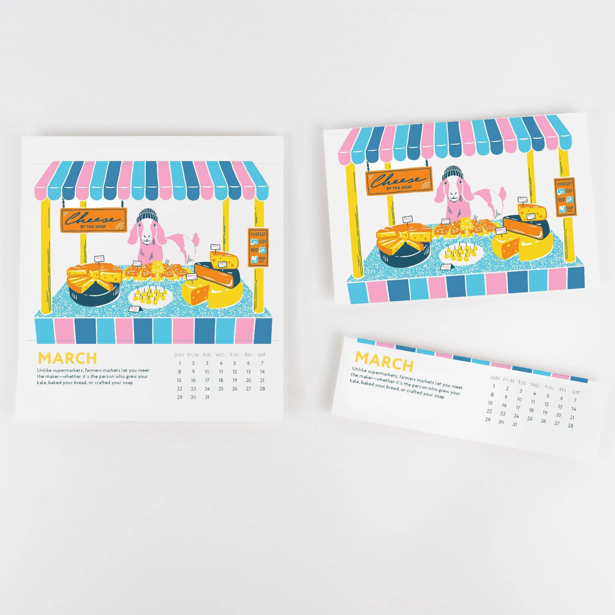 Porchlight Press Letterpress – Calendário por atacado – Calendário de Secretária 2026 - Dias de Mercado7