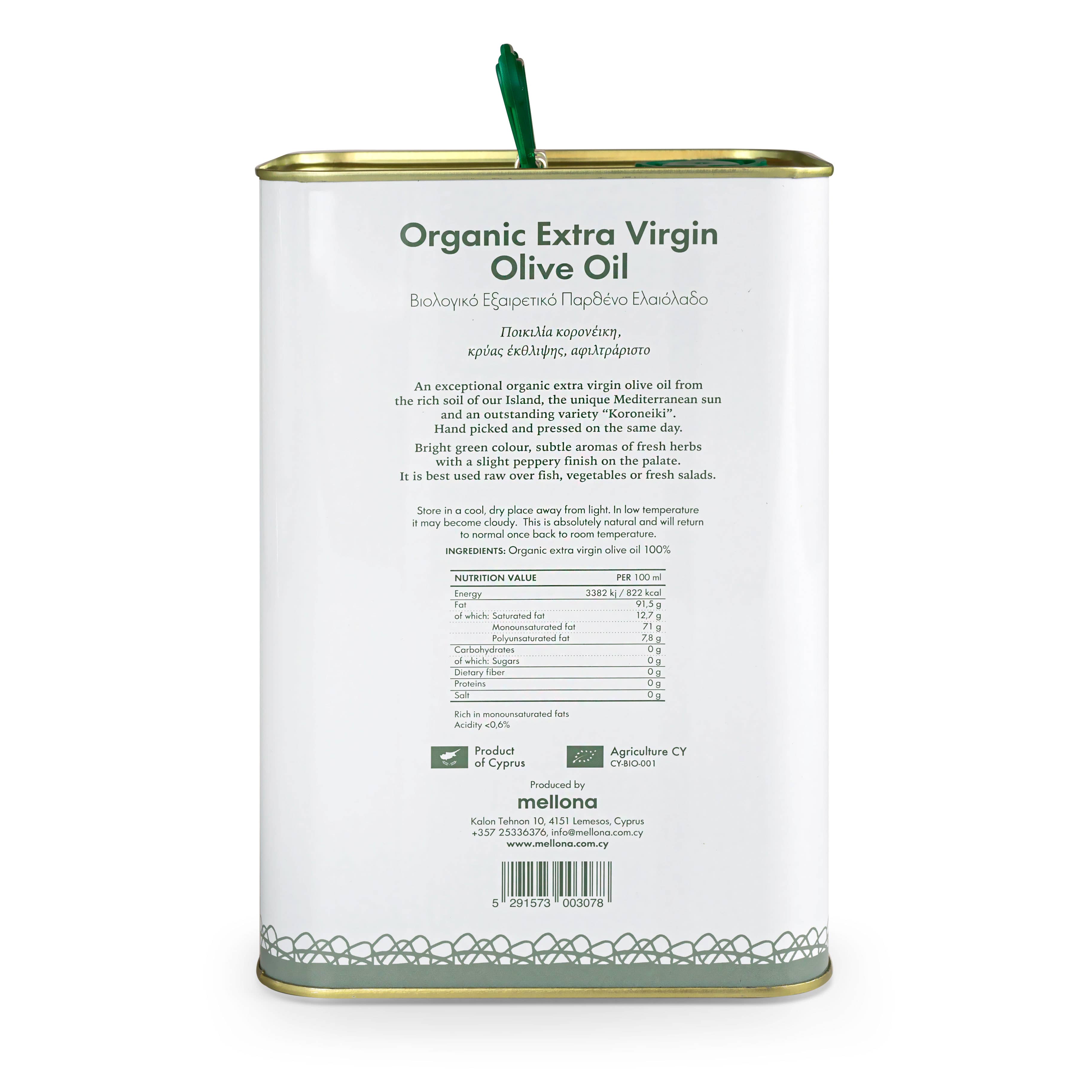 Mellona – wholesale Olive oil – Organic Extra Virgin Olive Oil, Single Estate, 3 Litre2