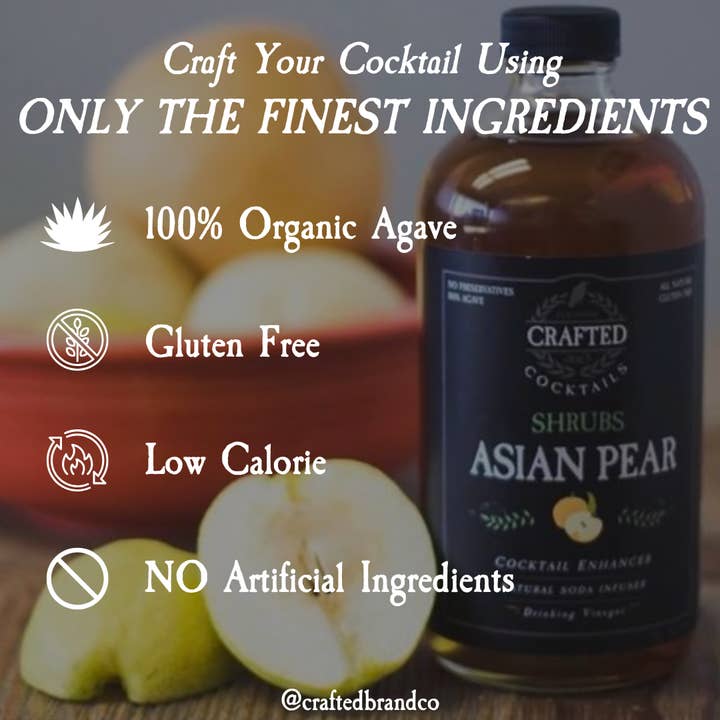 Crafted Cocktails - Wholesale Cocktail Mix/Syrup - Asian Pear Shrub - Cocktail Enhancer & Soda Flavoring