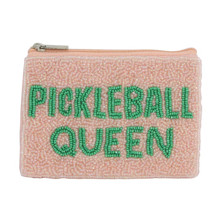 Ladies Fully Beaded PICKLE BALL QUEEN Coin Purse for wholesale by Nima Accessories Inc