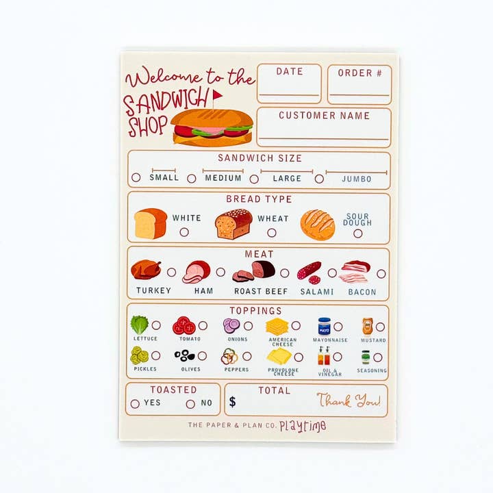 Sandwich Shop Playtime Pad® för wholesale av The Paper and Plan Co.