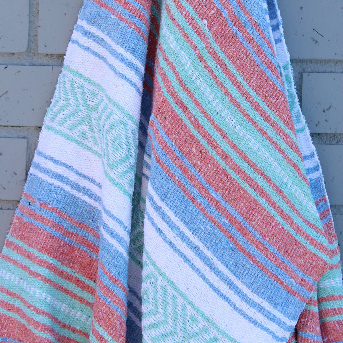 California Seashell Company - Wholesale Throw Blanket - Sorbet Mexican Throw Blanket | Coral, Aqua & Blue Baja Beach1