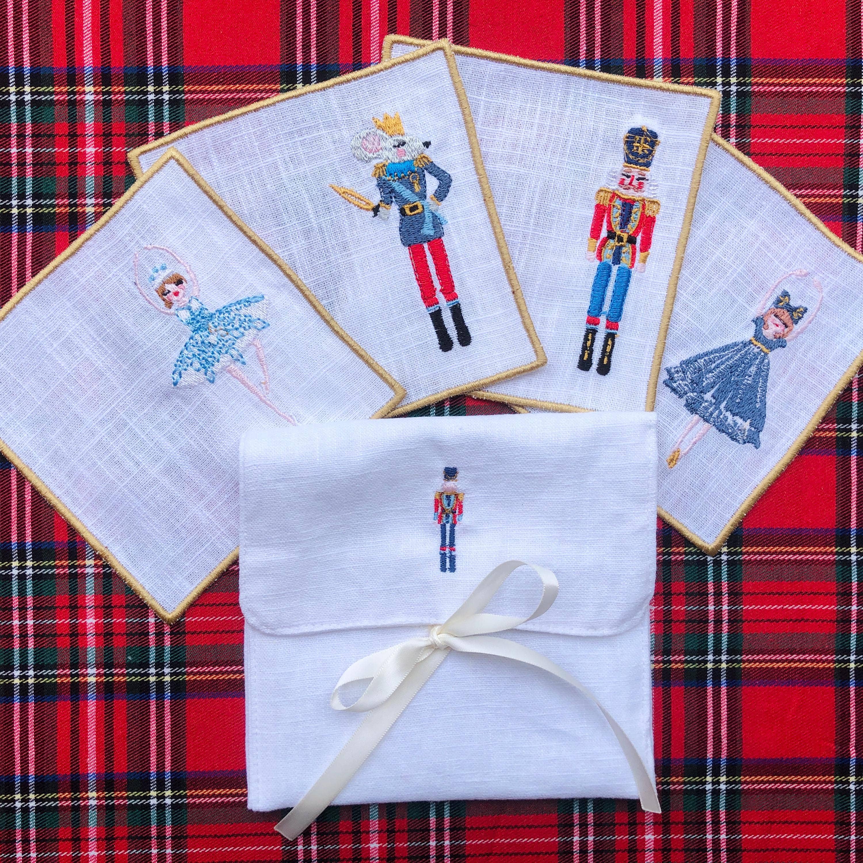 Belle Linen - Wholesale Coasters - Set of 4 Christmas Nutcracker & Snow Queen Cocktail Napkins4