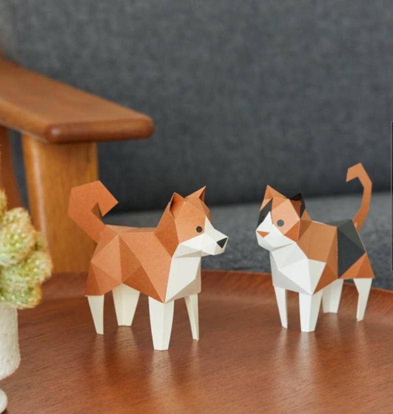 「FUNJI」In Japan – wholesale DIY-pysselkit – KAKUKAKU Calico Cat DIY Origami Pappershantverkskit5