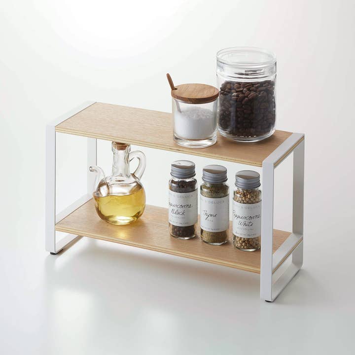 Yamazaki Home - Wholesale Desk Riser - Tosca Two-Tier Riser - Steel + Wood1