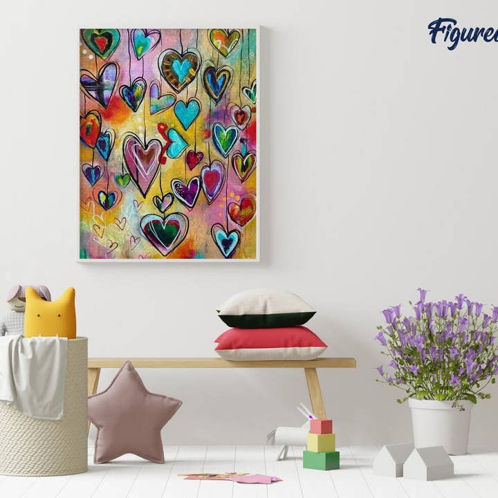 Figured'Art - Wholesale DIY Craft Kit - Diamond Painting - Hearts 40x50cm canvas already framed3
