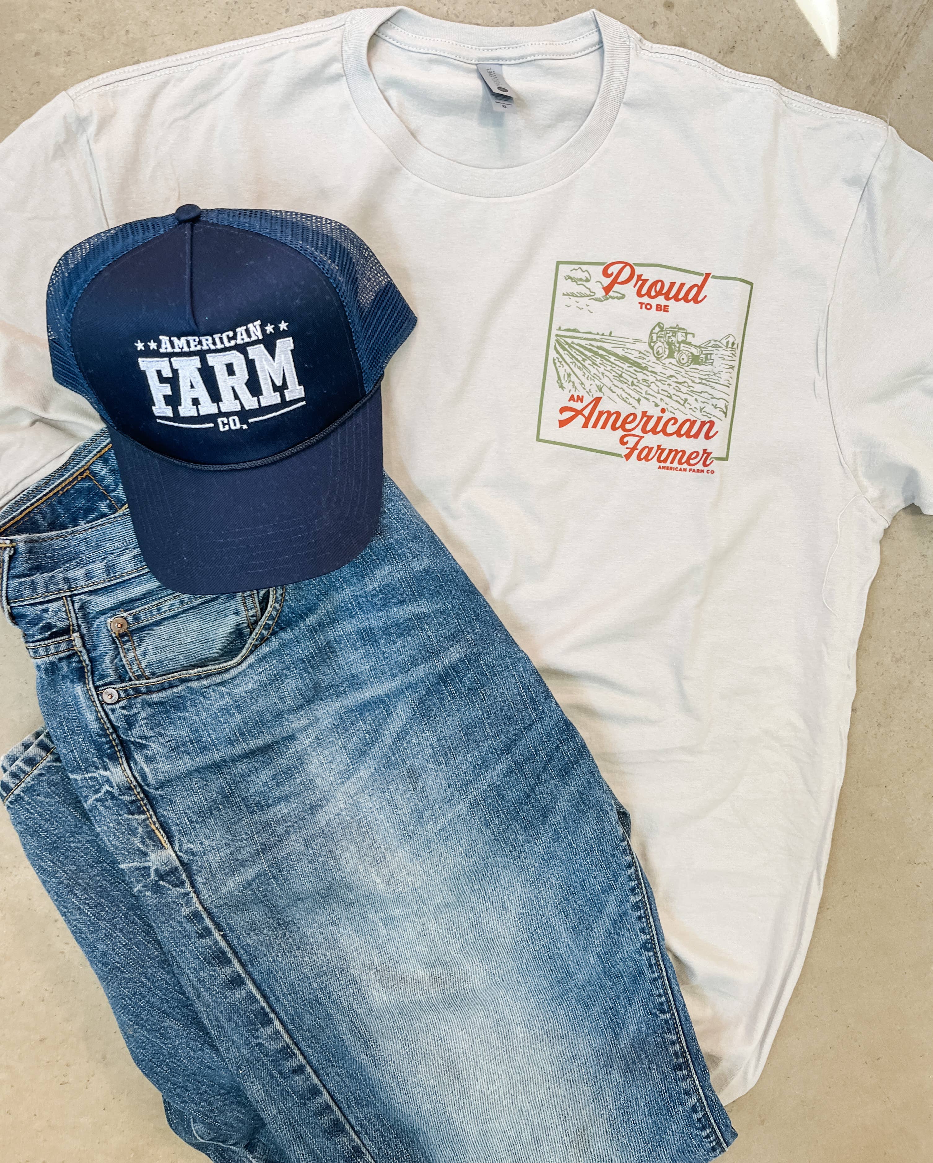 American Farm Company – wholesale Screen printed t-shirt – Men′s – Western 'Proud American Farmer' Stone Graphic Tee7