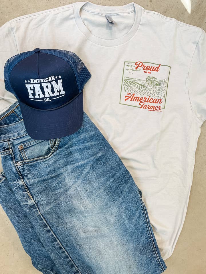 American Farm Company - Wholesale Screen Printed T-Shirt - Men's - Western 'Proud American Farmer' Stone Graphic Tee7