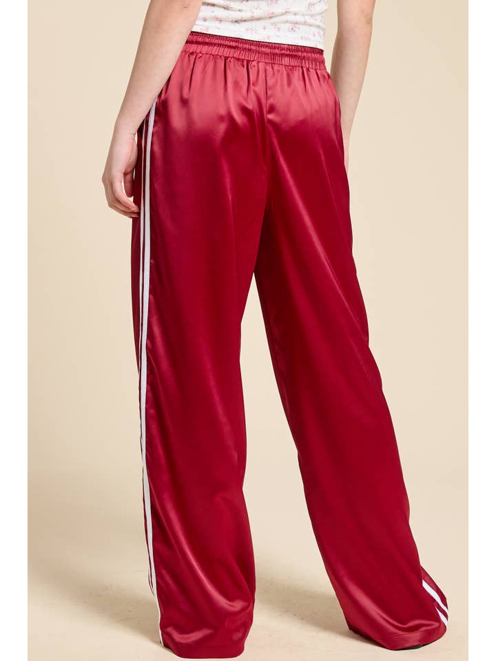 Mimosa - Wholesale Pants - Women's - Satin Track Pants with Side Stripes