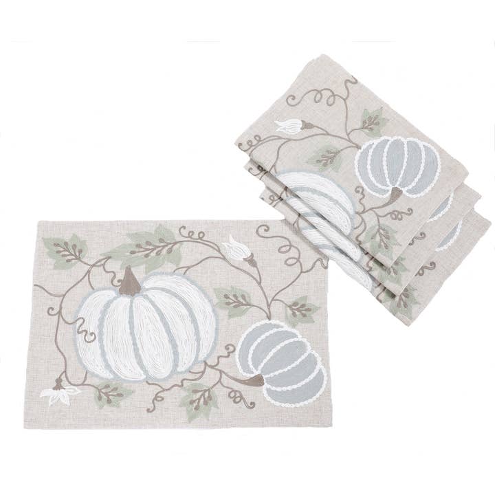 Skörd pumpor och vinstockar hösten bordstabletter - uppsättning 4 för wholesale av Xia Home Fashions & Manor Luxe