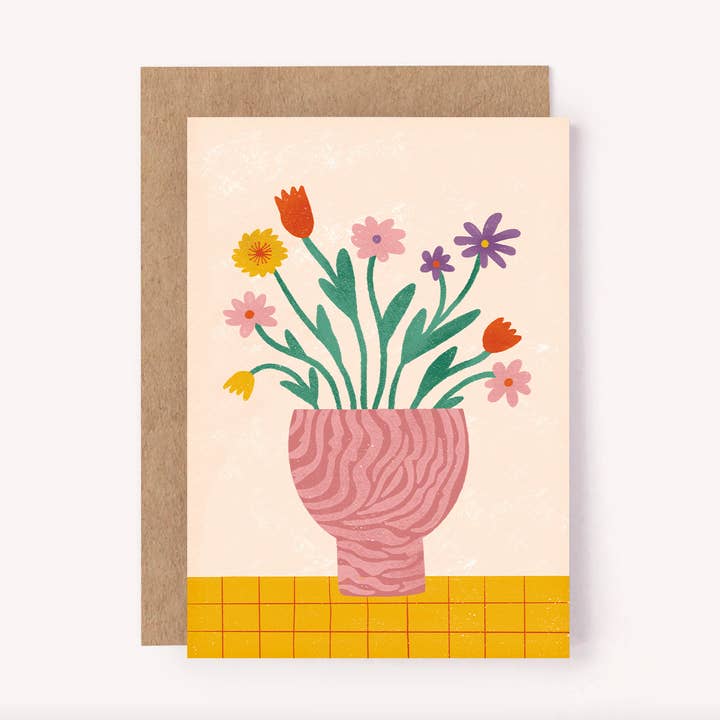 Lauren Sissons Studio - Vente Carte de vœux classique - Carte de vase à fleurs - Carte de fleurs illustrée | Vœux floral0